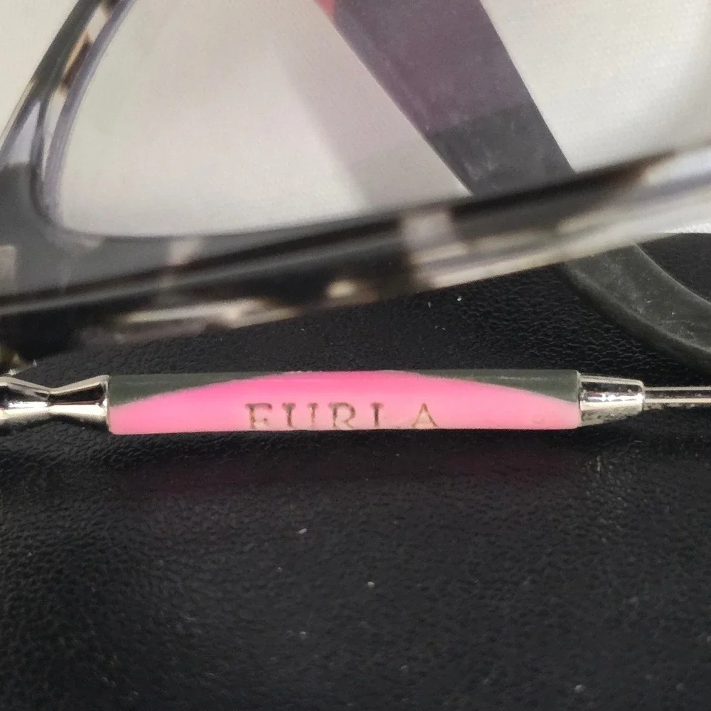 Furla VFU433K Cat Eye Eyeglasses Grey Tortoise Pink‎ Accents 721Y 135 with Case